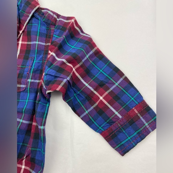 OshKosh B'gosh Boys Button-Front Plaid Bodysuit 6 Month Long Sleeve 100% Cotton - Picture 5 of 9